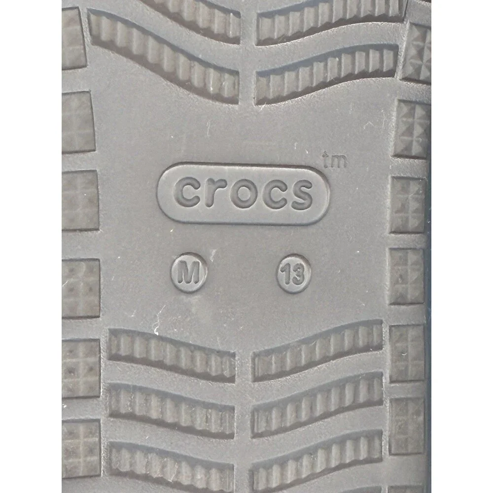 Crocs LiteRide Leather Slide Sandals Men’s 13 Brown Adjustable Strap